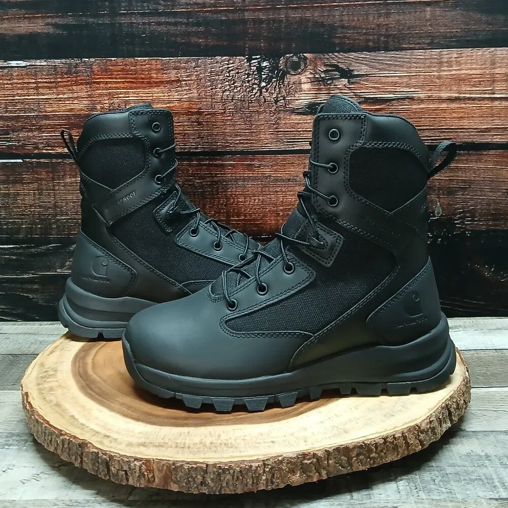 NEW Carhartt Gilmore Boots Mens 7.5 Wide Waterproof Black Side Zip Hiking FH8021
